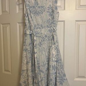 Calvin Klein Blue and White Lace Dress